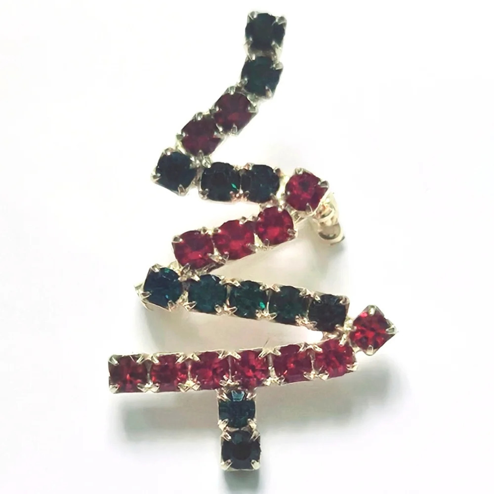 Costume Jewelry Christmas Rhinestone tree Holiday Brooch Pins - Picture 2 of 5